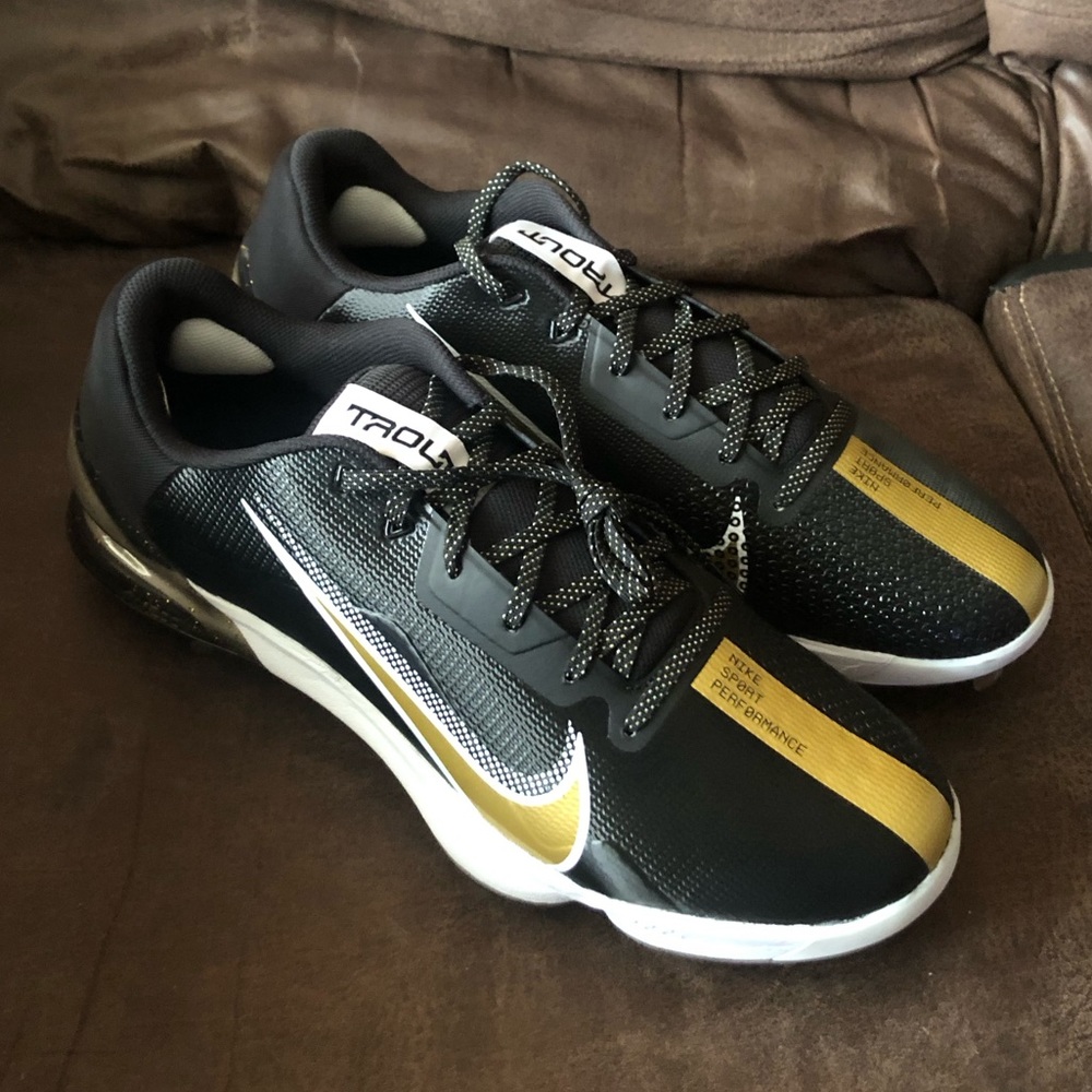 NEW Nike Force Zoom Trout 7 Pro men’s black gold baseball cleats shoes size 15